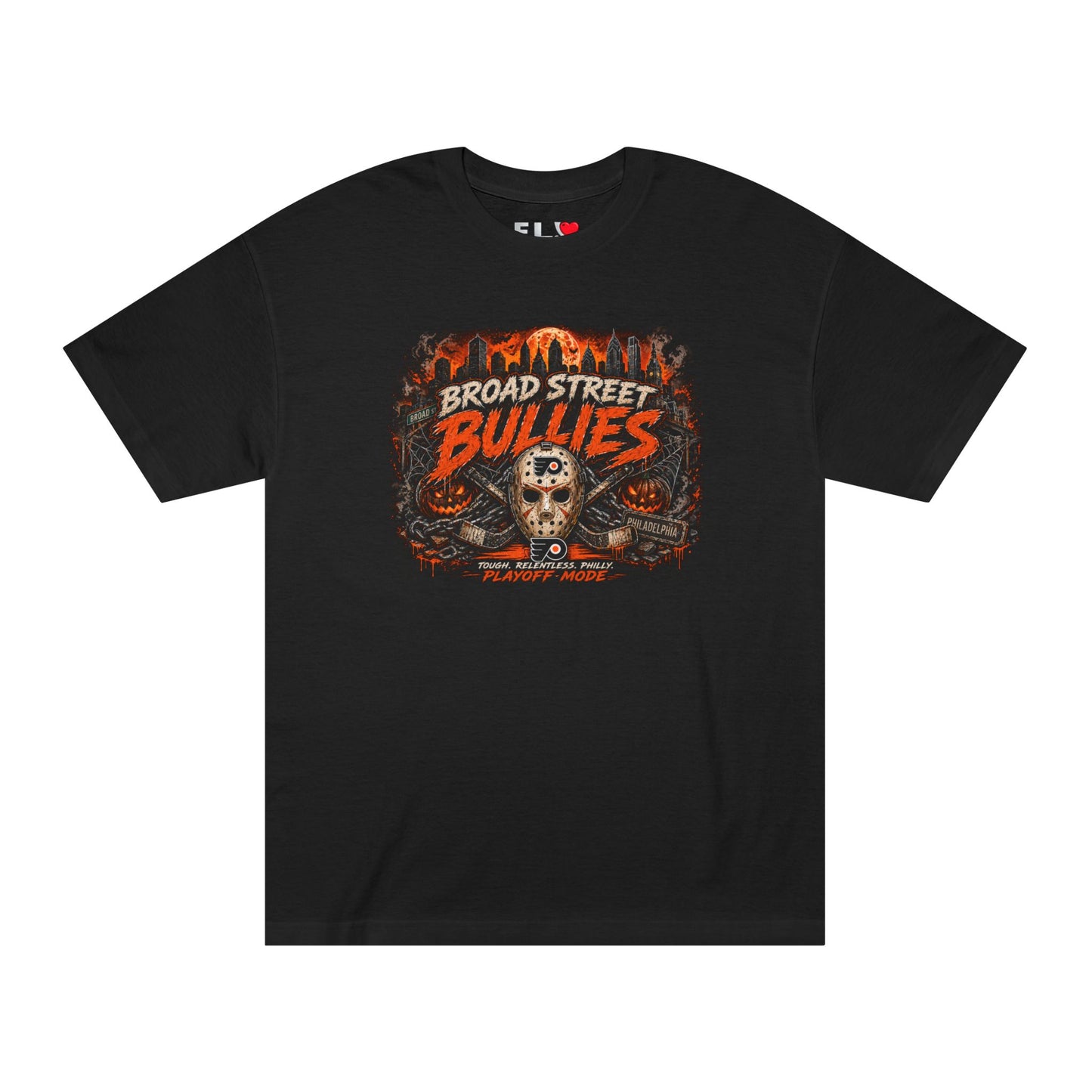 Broad Street Bullies Hockey Tee — Vintage Flame Skull Team Shirt