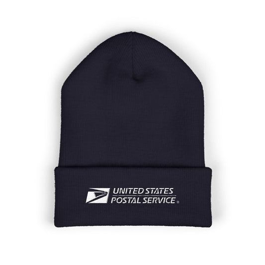 USPS Embroidered White Print Cuffed Beanie/Skully