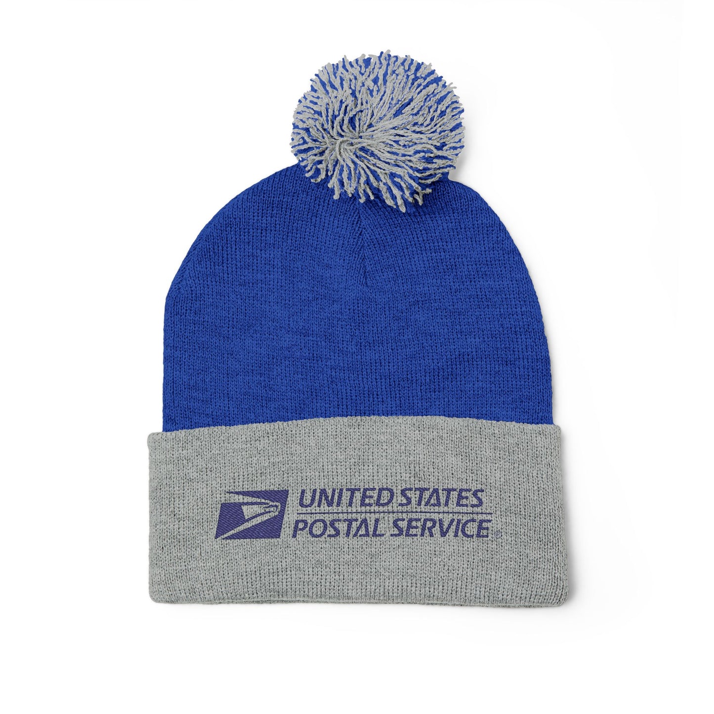 USPS Embroidered Blue Print Pom-Pom Beanie/Skully