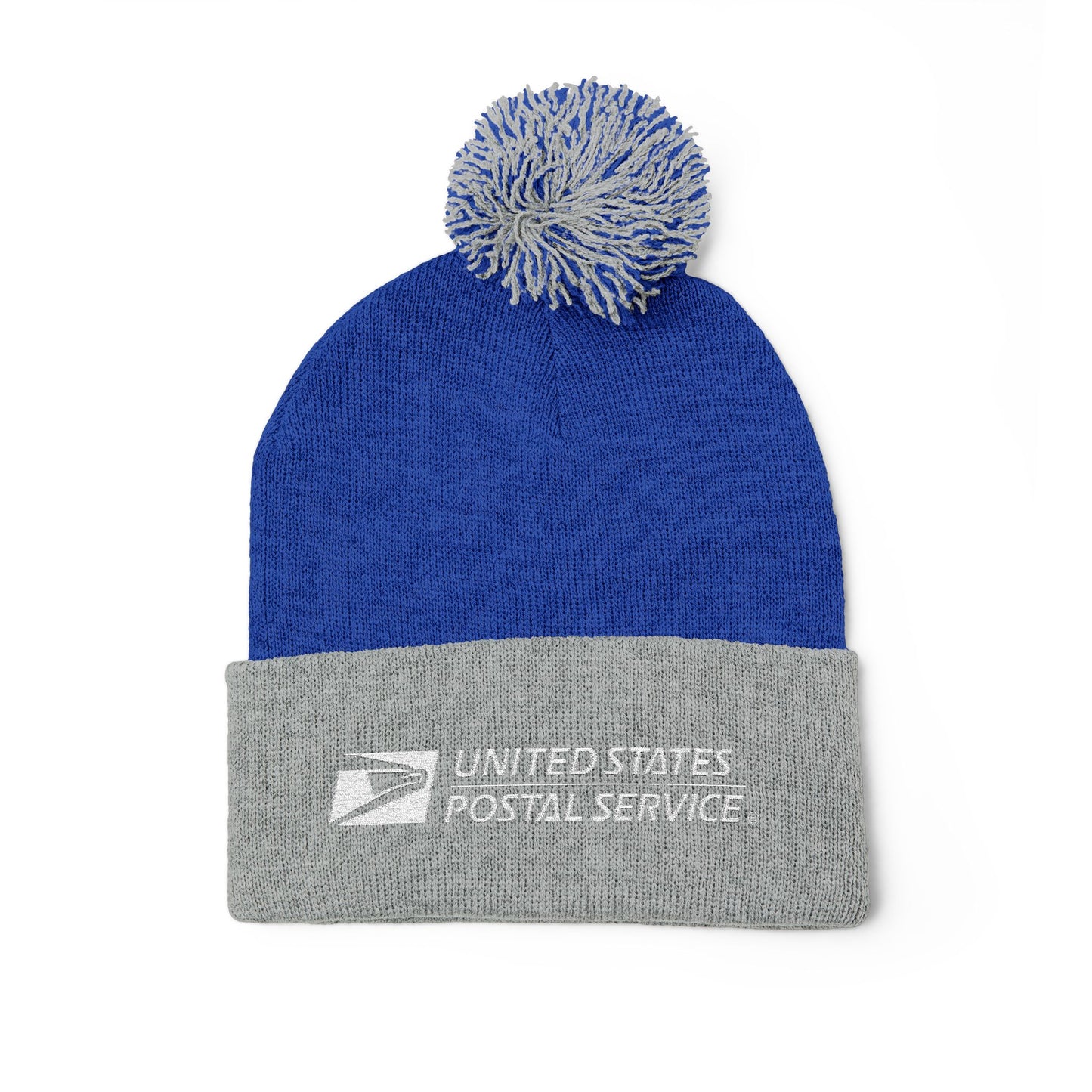 USPS Embroidered White Print Pom-Pom Beanie/Skully