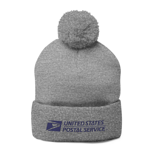 USPS Embroidered Blue Print Pom-Pom Beanie/Skully