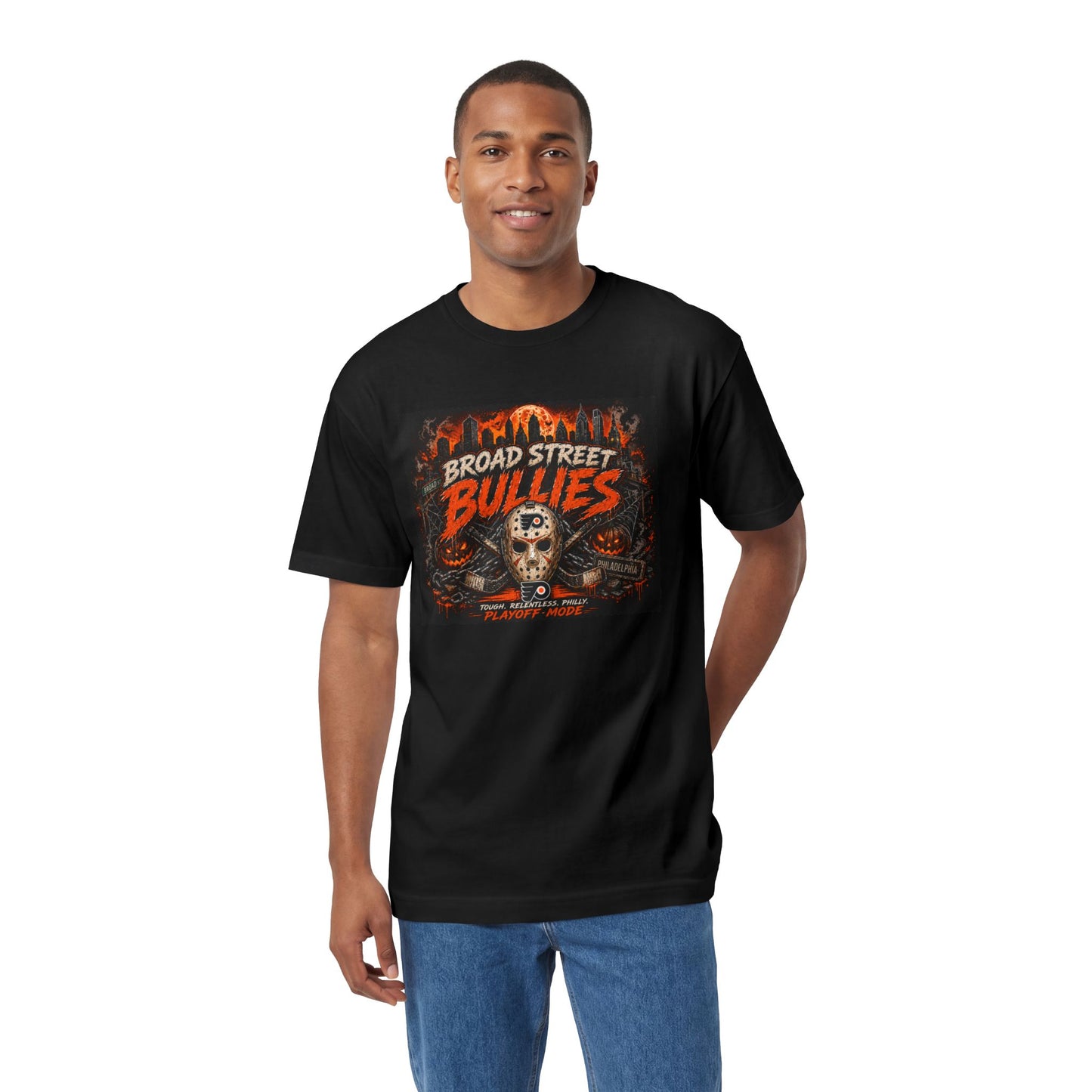 Broad Street Bullies Hockey Tee — Vintage Flame Skull Team Shirt