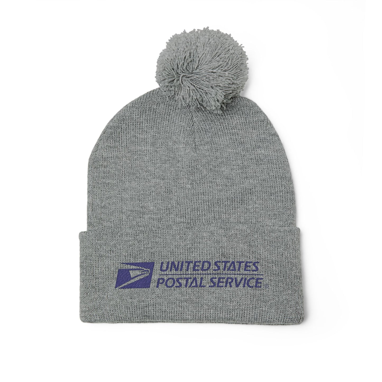 USPS Embroidered Blue Print Pom-Pom Beanie/Skully