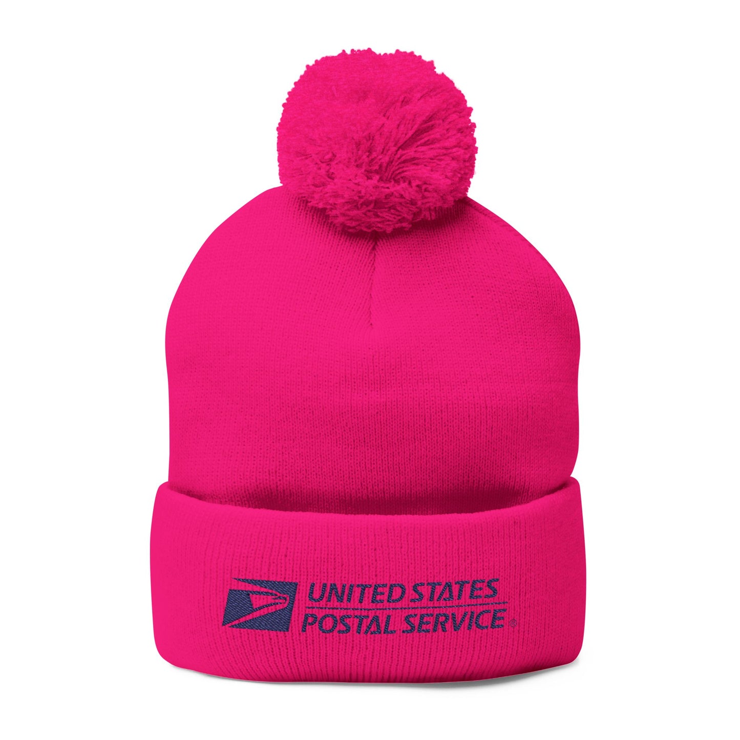 USPS Embroidered Blue Print Pom-Pom Beanie/Skully