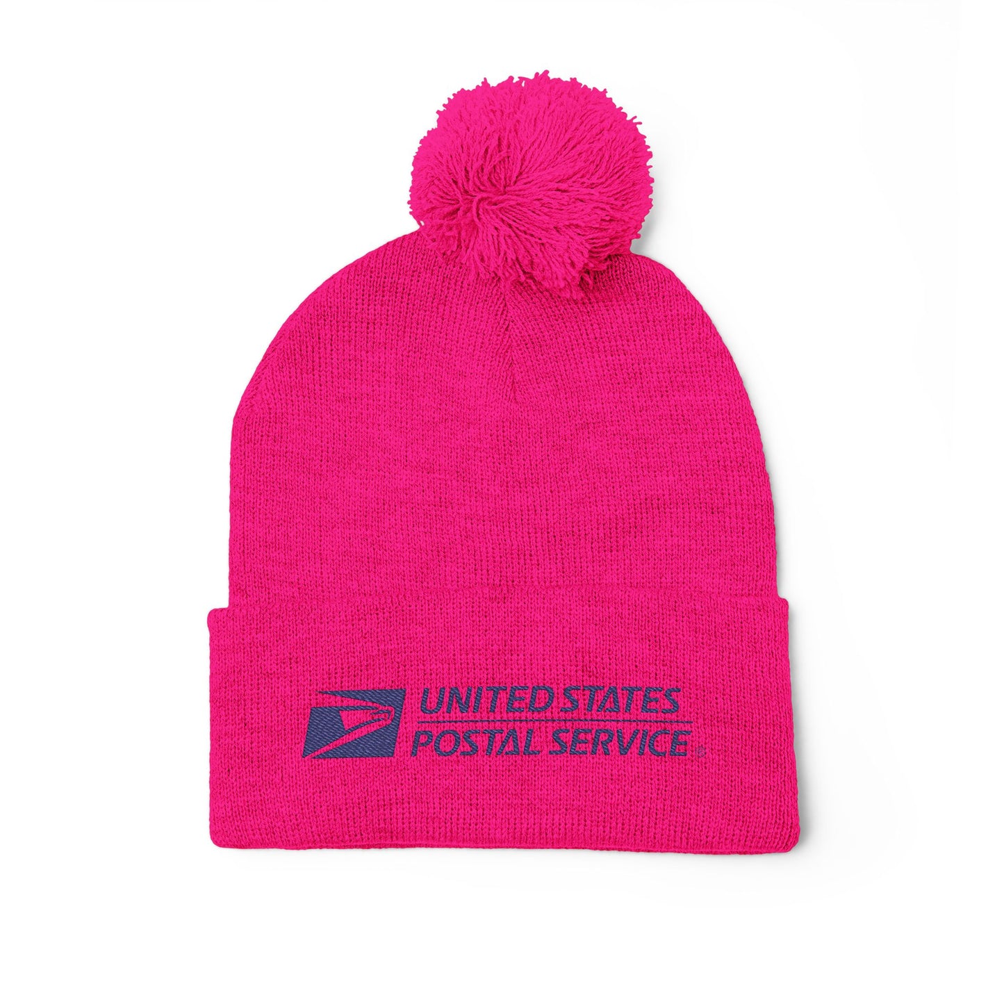 USPS Embroidered Blue Print Pom-Pom Beanie/Skully