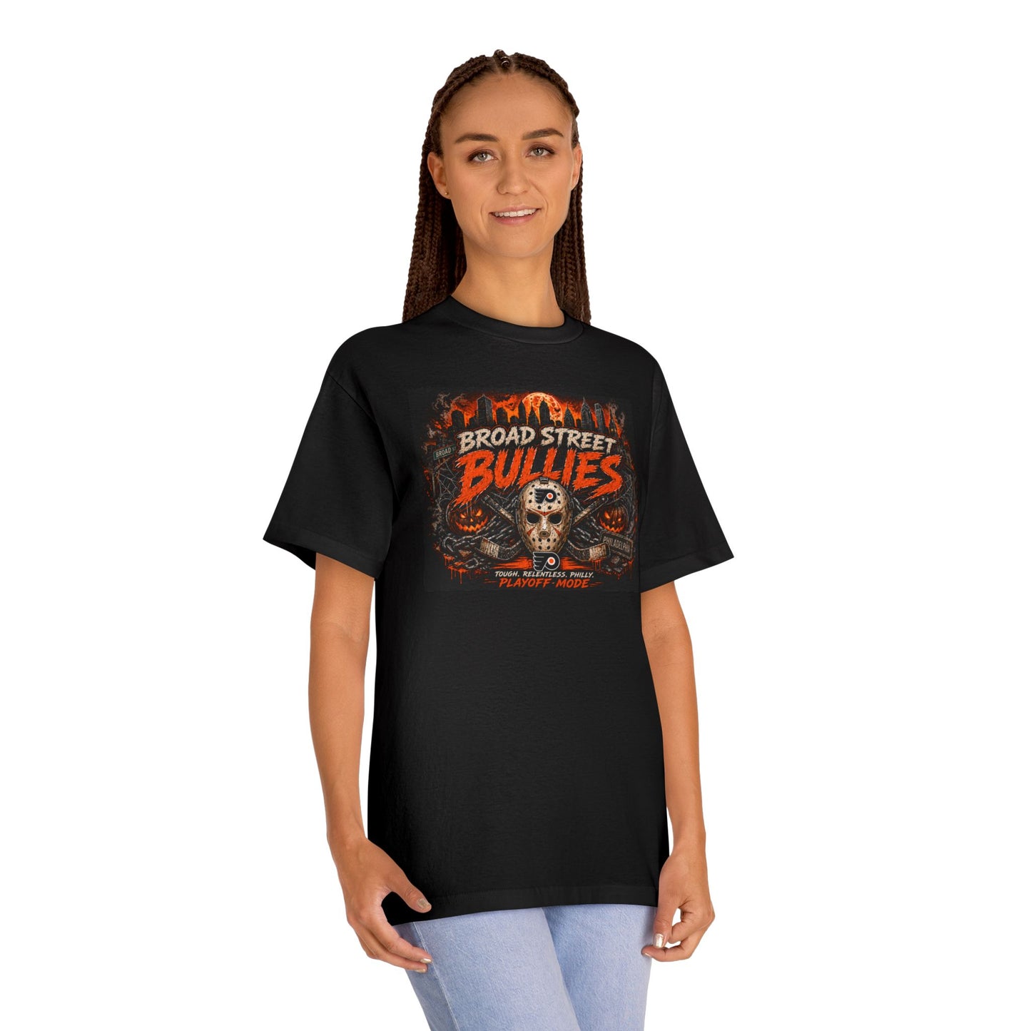 Broad Street Bullies Hockey Tee — Vintage Flame Skull Team Shirt